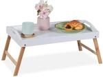 Relaxdays Betttablett klappbar, Essenstablett mit F&uuml;&szlig;en, Fr&uuml;hst&uuml;ck im Bett,