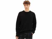 Tom Tailor Denim Herren Basic Strick-Pullover mit Struktur, 29999 - Black, L