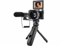 AGFA Photo Vlogging-Set: Kamera VLG-4K mit Weitwinkelobjektiv, Powerbank-Stativ,