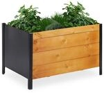 Relaxdays Hochbeet inkl. Vlies, HBT: 48 x 78 x 51 cm, Holz Kr&auml;uterbeet f&uuml;r