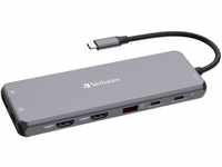 Verbatim USB C Hub 13-in-1, Multiport Adapter USB-C auf HDMI, RJ45, USBA-A und...