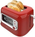 Cecotec Vertikaler Toaster RetroVision Red, 700W Leistung, 2 Extra-breite Schlitze,