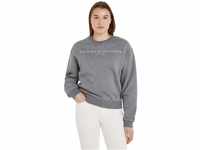 Tommy Hilfiger Damen Sweatshirt ohne Kapuze, Grau (Medium Heather Grey), L