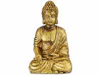 Relaxdays Buddha Figur Garten, wetterfest & frostsicher, Gartenbuddha sitzend,