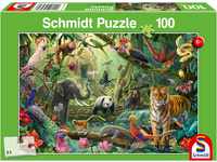 Schmidt Spiele 56485 Bunte Tierwelt im Dschungel, 100 Teile Kinderpuzzle
