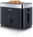 GRAEF Toaster TO62 Schwarz 2-Scheiben Toaster mit Br&ouml;tchenaufsatz,