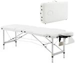HOMCOM Massagetisch Klappbare Massageliege f&uuml;r Spa Kunstleder Holz Wei&szlig;
