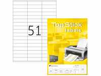TopStick 8779 Universal Etiketten, 100 Blatt, 70 x 16,9 mm, 51 pro A4 Bogen,...