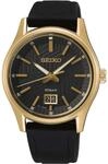 Seiko Herren-Uhr Quarz Edelstahl Goldauflage mit Edelstahlband SUR560P1
