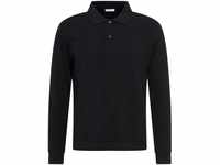 Seidensticker Men's Slim Fit Poloshirt Langarm Polo Shirt, Schwarz, M