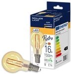 M&uuml;ller-Licht Retro LED G45 Filament Tropfenform E14 gold, 2.2W ersetzt 16W,