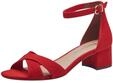 Tamaris Damen Sandalen mit Absatz Textil Vegan Blockabsatz Sommer; RED/rot; 37