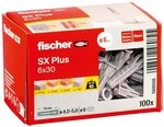 fischer Spreizd&uuml;bel SX Plus 6 x 30, Schachtel mit 100 Nylond&uuml;beln, D&uuml;bel f&uuml;r