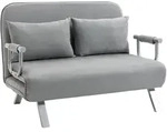 SCHLAFSOFA Zweisitzer mit Bettfunktion, Einzelbett mit Kissen, Samt, Hellgrau