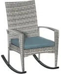 SCHAUKELSTUHL mit Kissen, Polyrattan+Metall, Grau, 66 x 88 x 98 cm
