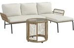 GARTENSET mit Sitzkissen, Balkonm&ouml;bel-Set f&uuml;r Garten, Terrasse, Creme