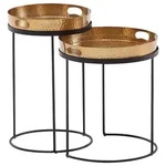 Beistelltischset 2er-Set Goldfarben/Schwarz