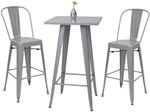 STEHTISCH-SET METALL eckig Grau 3er-Set