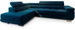 ECKSOFA SELVA L-S Blau Velours-Stoff mit Schlaffunktion