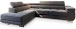 ECKSOFA SELVA L-S Grau Velours-Stoff mit Schlaffunktion