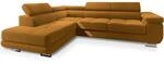 ECKSOFA SELVA L-S Gelb Velours-Stoff mit Schlaffunktion