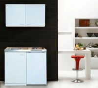Minik&uuml;che Wei&szlig; m. Sp&uuml;le Koch feld K&uuml;hlschrank B: ca. 100 cm