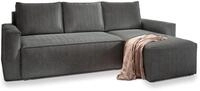 ECKSOFA POTARO Grau Kordstoff mit Schlaffunktion