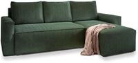 ECKSOFA POTARO Gr&uuml;n Kordstoff mit Schlaffunktion