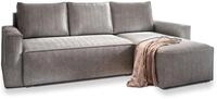 ECKSOFA POTARO Hellgrau Kordstoff mit Schlaffunktion