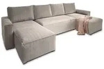 WOHNLANDSCHAFT ASPRA Beige Kordstoff mit Schlaffunktion