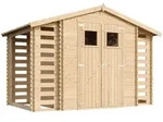 HOLZHAUS GARTENHAUS mit Brennholzschuppen M391 - B328xL206xH218 cm/ 3,53 + 0,97 +
