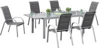 Gartenm&ouml;bel Set 7-tlg Amalfi di Lusso Metall/Glas/Textil