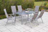 Gartenm&ouml;bel Set 7-tlg. Taviano Metall/Textil/Glas