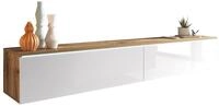 Lowboard ca. 180x30 cm mit LED Wei&szlig;/Eiche