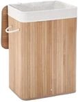 FALTBARER W&auml;schekorb aus Bambus mit 3 Griffen, 72L - L40 cm x H60 cm