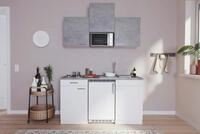 Minik&uuml;che mit K&uuml;hlschrank und Mikrowelle B: 150 cm Grau/Wei&szlig;