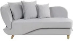 CHAISELONGUE Samtstoff hellgrau mit Bettkasten linksseitig Meri