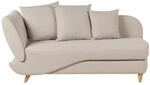 CHAISELONGUE Leinenoptik beige mit Bettkasten linksseitig Meri