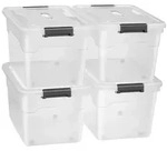 AUFBEWAHRUNGSBOX mit Deckel 45L semitransparent (4er-Set)