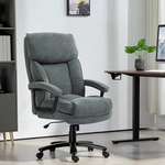 B&Uuml;ROSTUHL, Ergonomisch Schreibtischstuhl mit Wippfunktion, Leinenoptik, Grau