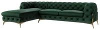 ECKSOFA Chesterfield Lexi Flasche Gr&uuml;n Samt, Ottomane links
