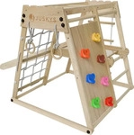Juskys KLETTERGER&Uuml;ST MINI f&uuml;r Kinder mit Rutsche Naturfarben