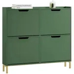 SCHUHSCHRANK mit 4 Klappen, Dunkelgr&uuml;n 100x91x19cm