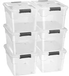 AUFBEWAHRUNGSBOX mit Deckel 60L semitransparent (6er-Set)