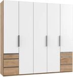 Dreht&uuml;renschrank mit Laden B: 250 cm Level, Wei&szlig;/Eiche Dekor