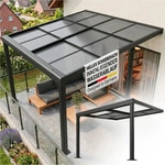 Juskys TERRASSENDACH Jakarta 3x3m dunkelgrau mit Polycarbonatplatten