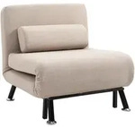 SCHLAFSESSEL, Klappsessel mit Bettfunktion, R&uuml;ckenkissen, f&uuml;r Wohnzimmer, Beige