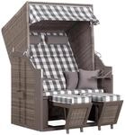 Strandkorb ca. 120x160x80 cm Grau/Karo