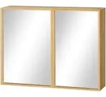 SPIEGELSCHRANK mit 3 Innenb&ouml;den, Doppelt&uuml;r, Bambus, Natur, 65,2 x 14 x 50 cm