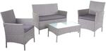 POLY-RATTAN GARTEN-GARNITUR Grau